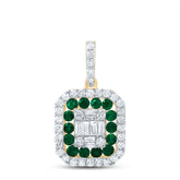 1/3CTW-DIA ANA M 1/4CTW-RD-EM NAT GEM OCTAGON PENDANT
